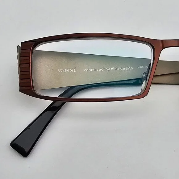 Vanni Mod. VK8796 C176 Bronze Grey Rectangular Eyeglasses Frame Italy 49-15-135 - Picture 12 of 12